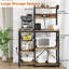Rustic Kitchen Pantry Cabinet with Power Outlets & Adjustable Shelves - Microwave Stand, Coffee Bar Storage (DKLGG, Brown)