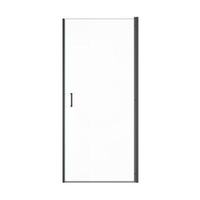 Porte de douche pivotante semi-cadrée l 34 po x H 72 po avec verre trempé de 1 po d'épaisseur (6 mm)