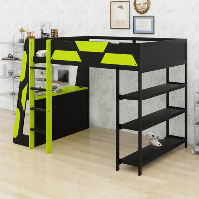 Ultimate Gaming Loft Setup with Desk, Storage Shelves & Programmable LED Lighting