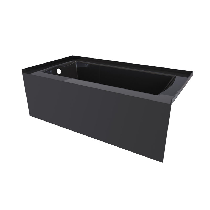 60'' x 32'' Soaking Acrylic Bathtub, Left, Black