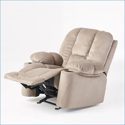 Fauteuils inclinables, fauteuil inclinable manuel moderne en tissu noyer brun doux pour la peau avec deux porte-gobelets | L 42,5 po x P 37 po x H 41 po | Café | Tissu