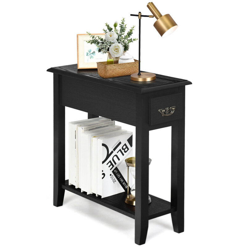 Lewallen End Table with Storage, Black