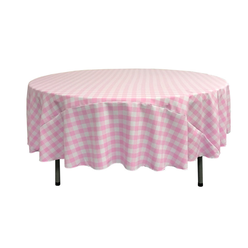 Joice Gingham Round Tablecloth, 108" Round, White and Hunter Green
