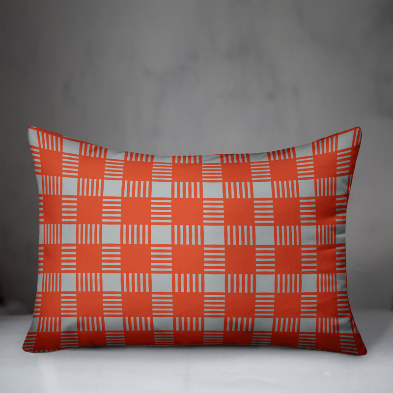 Plaid Reversible Throw Pillow, Red/Gray