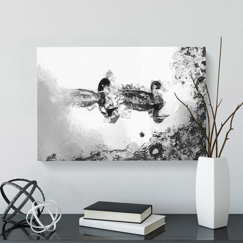Mallard Ducks In Abstract - Wrapped Canvas, 40cm H x 60cm W x 3cm D