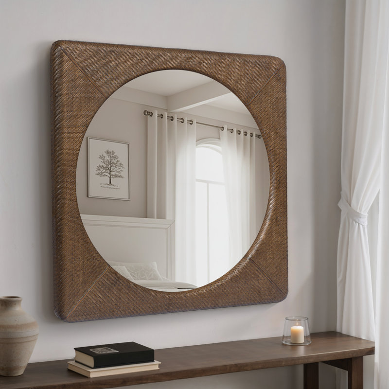 Miroir mural carré en rotin - foncé par Stanley Furniture, Dark Brown