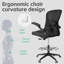 Fauteuil de dessinateur ergonomique en filet, grand fauteuil de bureau ergonomique, tabouret de bureau réglable, fauteuil de direction avec anneau repose-pieds et soutien lombaire noir