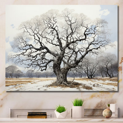 White Grey Muted Majesty Tree III - Floral Wall Art Prints