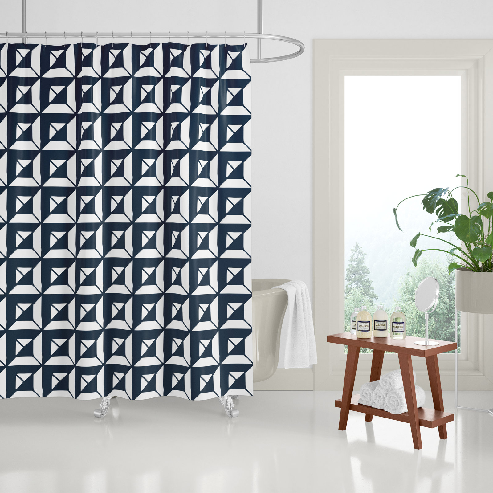 Polyester Shower Curtain, Navy Blue