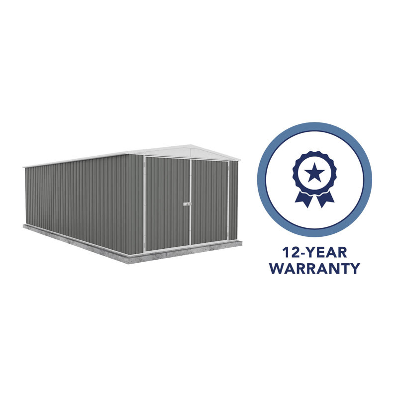 Large Gray Metal Double Door Storage Shed 10' x 20'