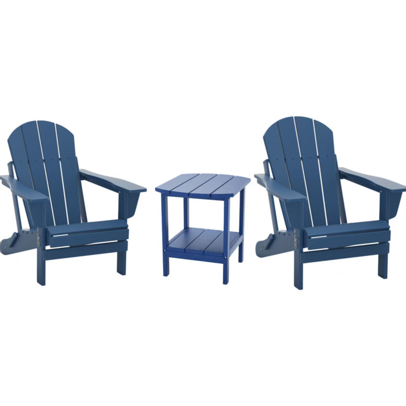 2 - Person Plastic Folding Adirondack Chair With Table