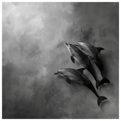 Three Swimming Dolphins Wall Tapestry - Dolphins Wall Decor