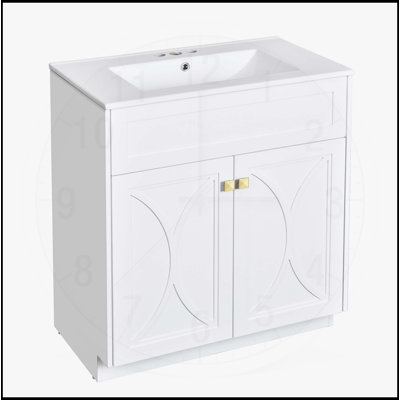Freestanding Storage Cabinet with Gold Handles, Soft Closing Doors