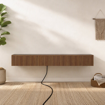 Support télé flottant, support TV mural avec 16 DEL de couleur pour téléviseur de 65 pouces