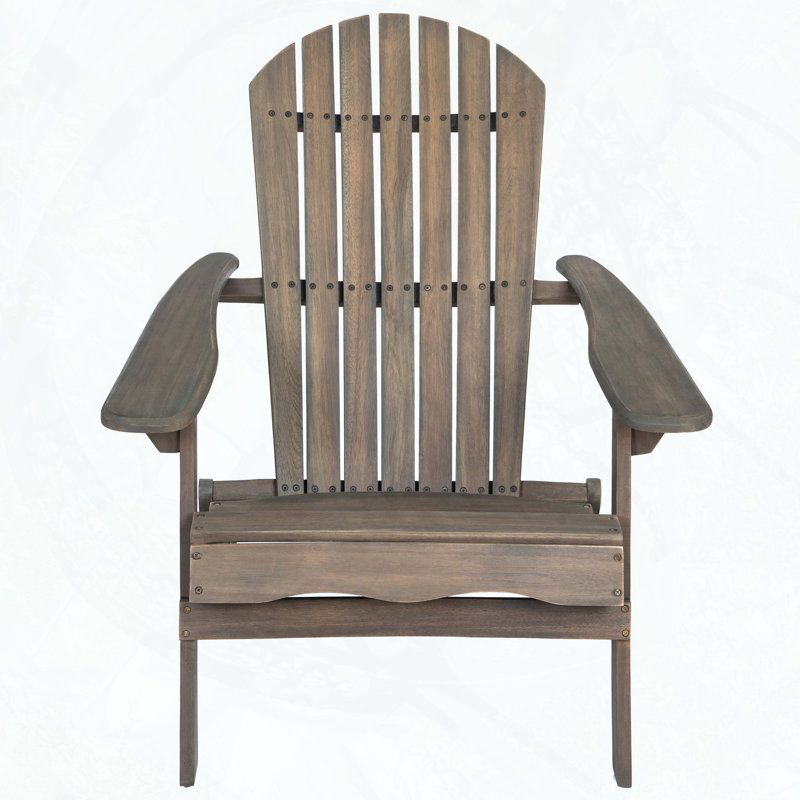 Foldable Acacia Wood Adirondack Chair, Gray