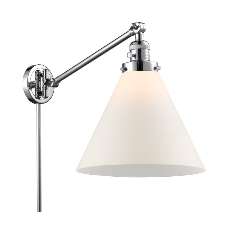 Cone 1 Light  Swing Arm, Polished Chrome, Plated Smoke, Bulb Not Included