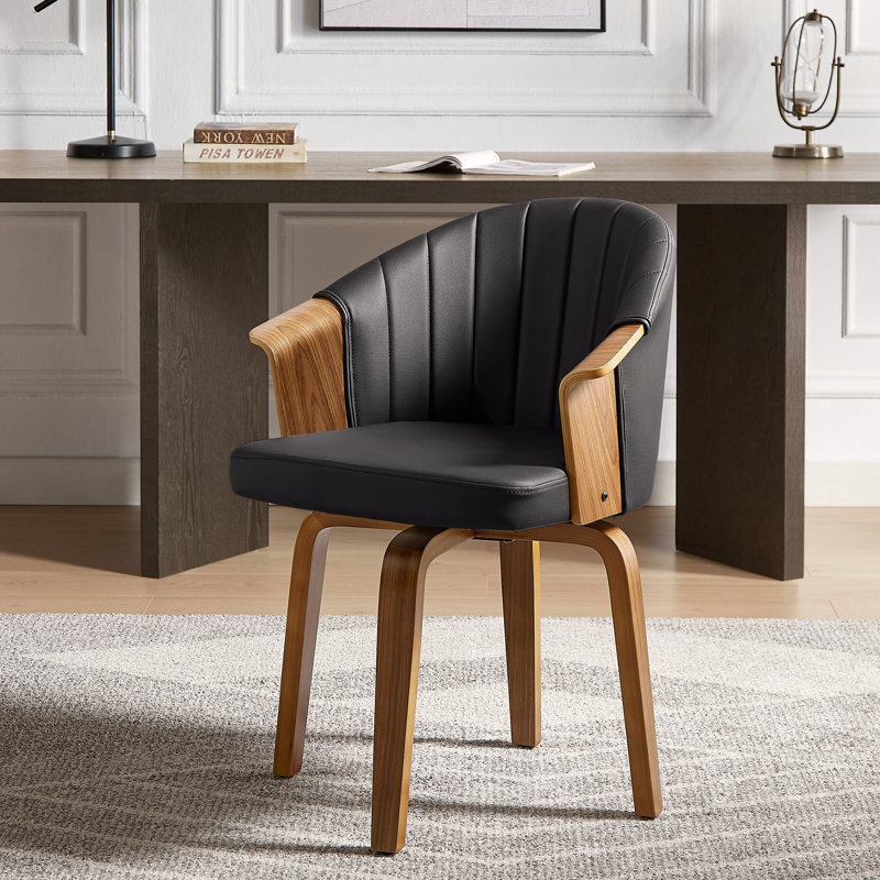 Faux Leather Swivel Task Chair, Black