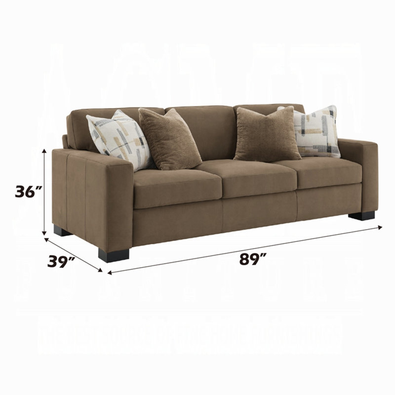 Canapé moderne avec 4 coussins décoratifs Lenu, brun doux, 89 pouces Lenu