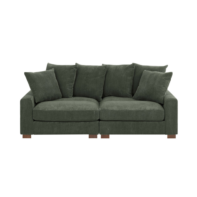 86'' Corduroy Loveseat, Green