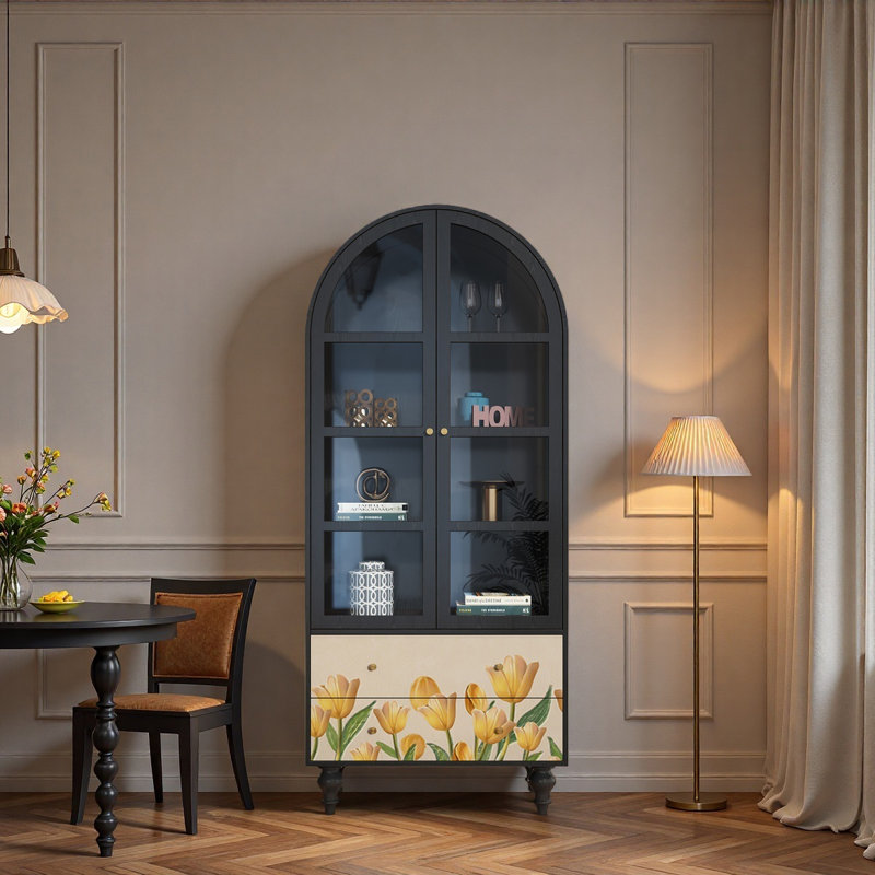 Vitrine en bois massif Floral