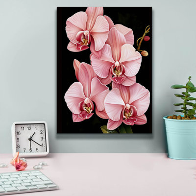 "Rose orchidées sur fond noir" par Momart, art mural sur toile