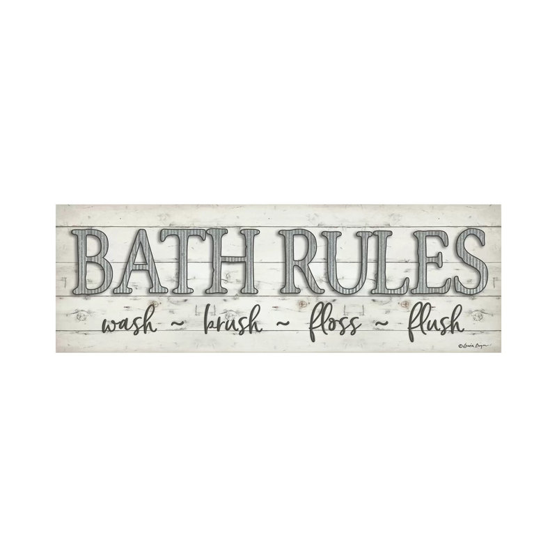 " Bath Rules " by Susie Boyer, Wrapped Canvas, 20" H x 60" W x 1.5" D
