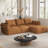 104" Modular Sectional Sofa with Deep Seat, Comfortable Upholstery L Shaped Cloud Couch for Living Room, 3-Seater Compression Boneless Sofa with Movable Ottomans, Removable Cover, No Assembly Required, Orange-867320099