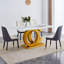 Aurum Modern Dining Set: Marble-Texture Glass Table & Gold Dual-Tone Chairs（Set of 5）-1507505455-1507505443