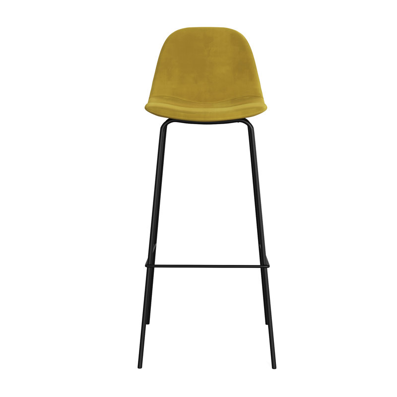 Kinlaw Upholstered Bar & Counter Stool, Bar Stool (30.5" Seat Height), Bella Gold Performance Velvet