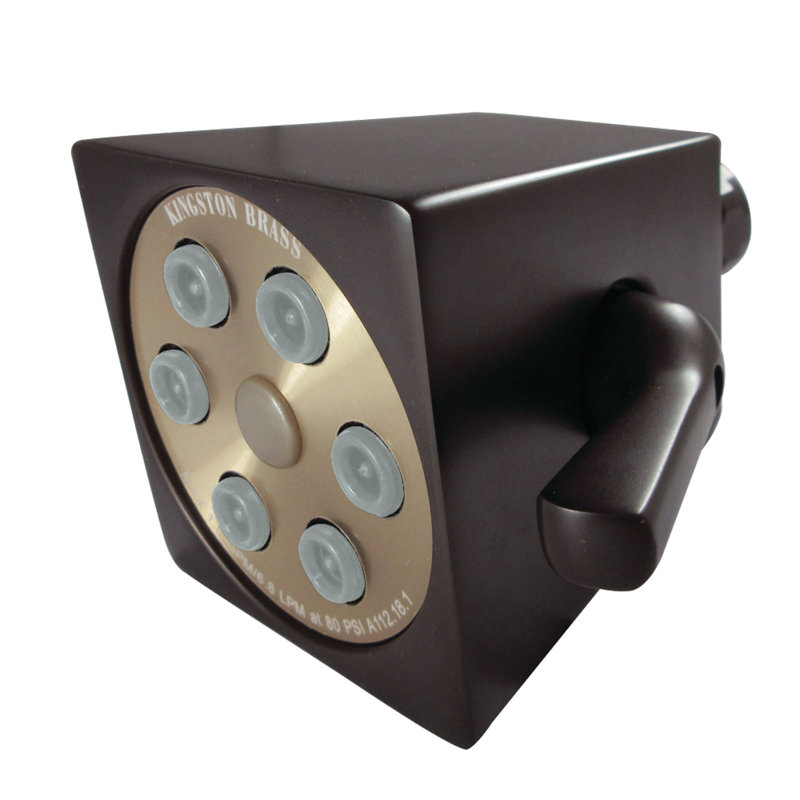 Kingston Brass Monarch 2-4/5-Inch Square Jet Spray Brass Shower Head, Oil Rubbed Bronze