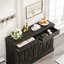 Buffet rétro noir avec deux tiroirs et quatre portes pour le salon, la chambre à coucher et la cuisine, armoire de rangement, brun noir