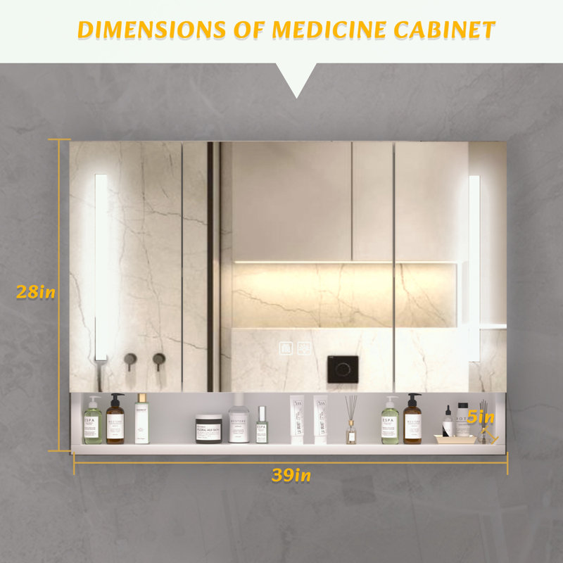 Bathroom Cabinets with Mirrors, LED Lights and Storage Compartments