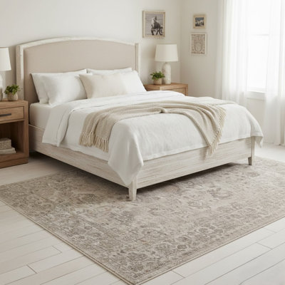 Sealy Easton Floral & Botanical Distressed Vintage Turkish Area Rug with Fringe