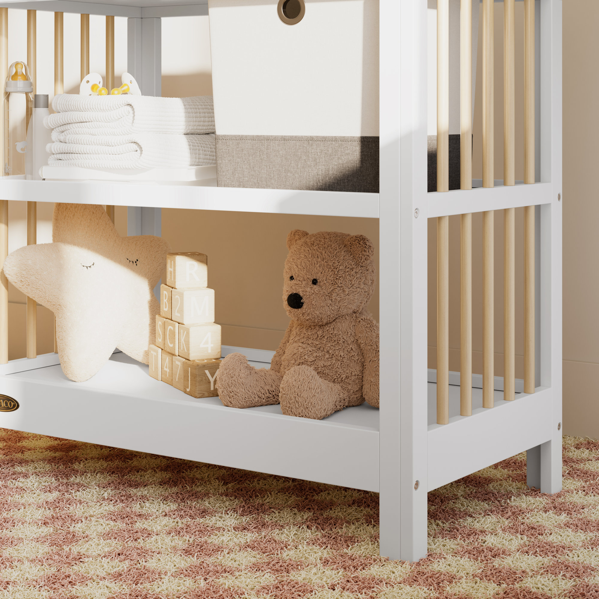 Teddi Changing Table with Pad, White/Driftwood