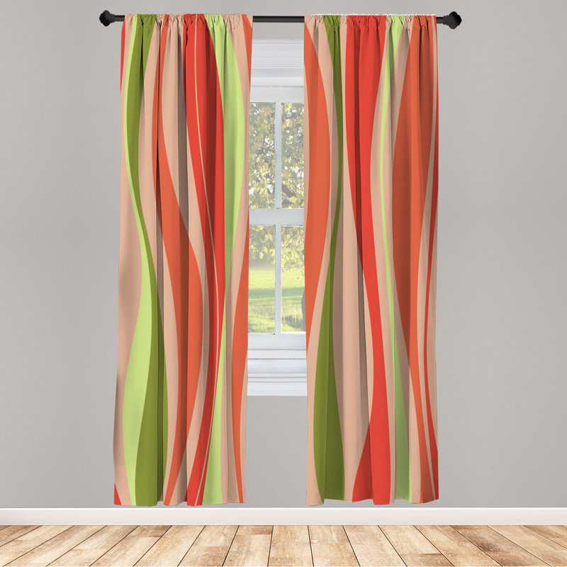 Microfiber Floral Semi-Sheer Rod Pocket Curtain Panels, 28" W x 63" L, Baby Pink/Light Green/Green/Orange/Red