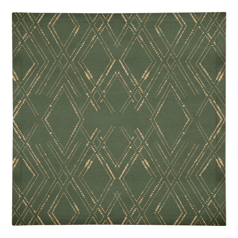 Serviette en coton 10 po Diamond, Vert/doré