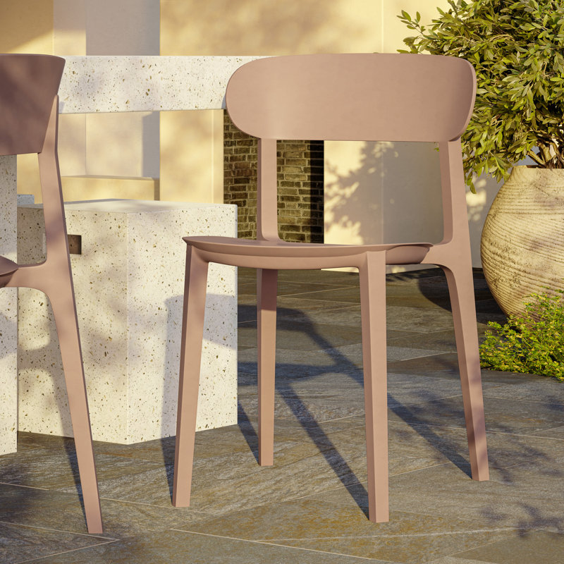 Chaise empilable d'extérieur Janicka Spencer, Vieux rose