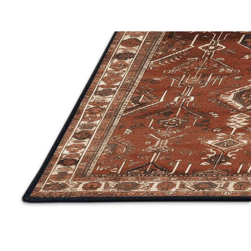 Tapis brun lavable à la machine, Rond 3 pi