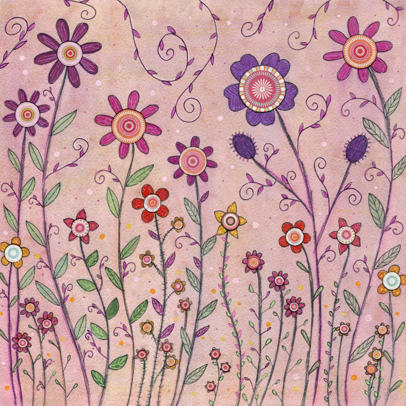 «August Flowers» par Vanessa Sascalia, reproduction sur toile tendue, H 32 po x l 32 po x P 1,5 po