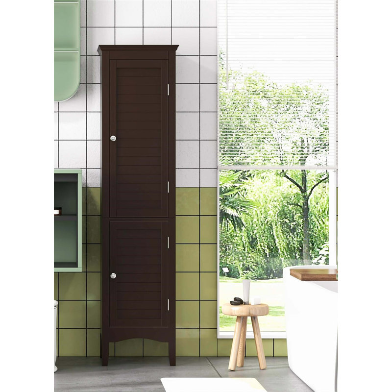 Compact bathroom cabinet Freestanding Linen Cabinet, Brown