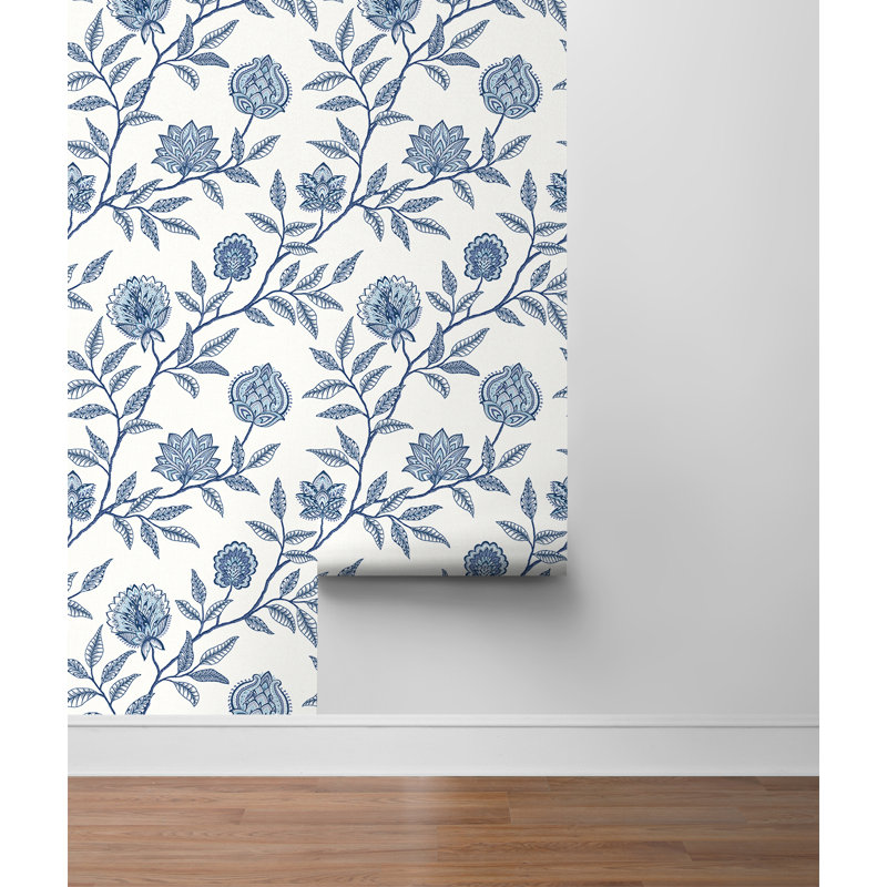 Rouleau de papier peint adhésif L 18 pi x l 20,5 po Mangonia Jaclyn, Bleu lagune