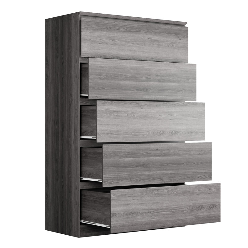  Grande commode à cinq tiroirs de 59 po de hauteur et l 35 po de largeur en gris, Gris