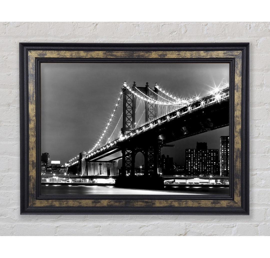 Brooklyn Bridge Lights B N W - Einzelne Bilderrahmen Kunstdrucke