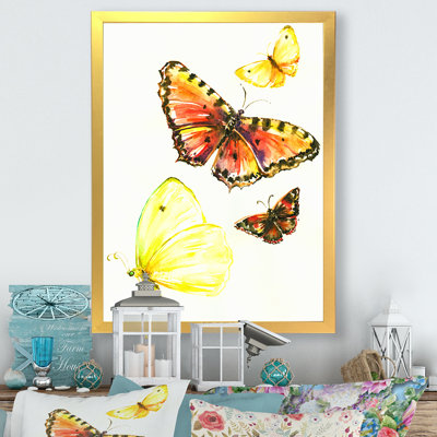 Illustration de magnifiques papillons jaunes sur toile