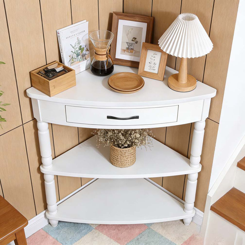 Petite table de coin 33,8 po, Blanc lait