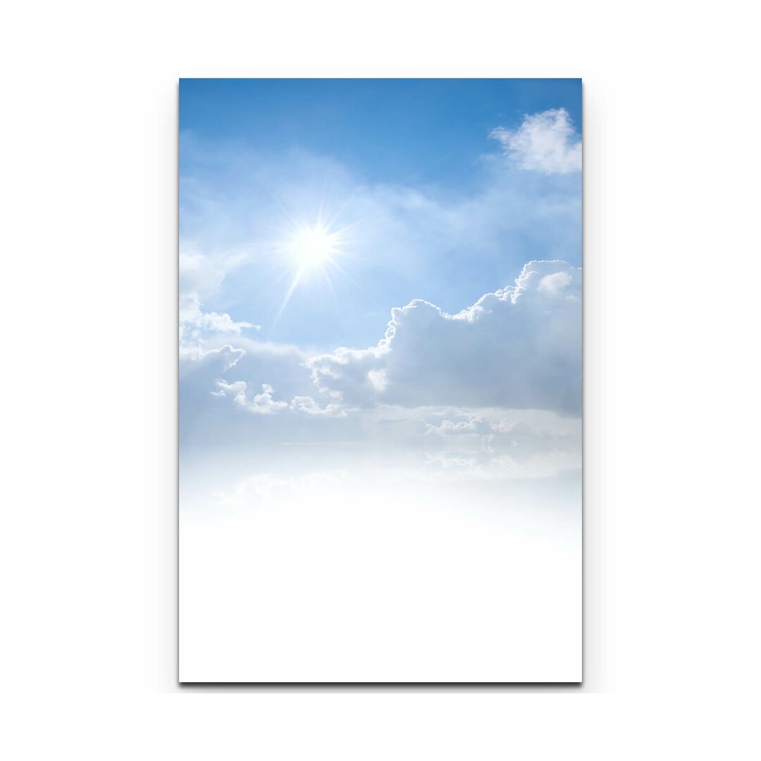 Leinwandbild Blauer Himmel mit Wolken und Sonne