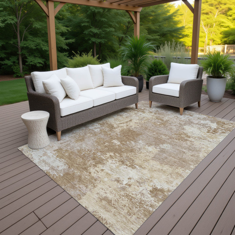 Machine Washable Indoor/Outdoor Earleville ACN2364 Abstract Rug, Rectangle 3' x 5'