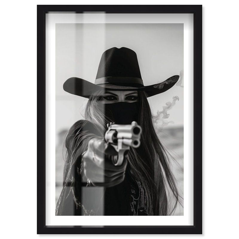 Art encadré Western, H 31 po x l 21 po, Noir