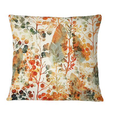 Herbe et plumes aux couleurs d'automne - Coussin décoratif à imprimé traditionnel