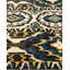 Tapis unique blanc cassé / bleu / noir / jaune noué à la main de 4 pi 1 po x 6 pi 2 po Vasanth